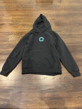 Overtime Boys Black Hoodie with Teal Accent Size Medium